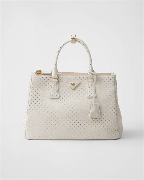 prada large galleria bag|prada white galleria studded bag.